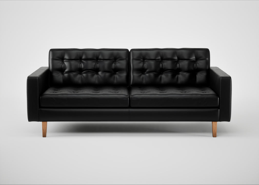 Hepburn 3 Seater Sofa Leather Stonewash Black 263 / Natural