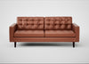 Hepburn 3 Seater Sofa Leather Stonewash Light Brown 274 / Wenge