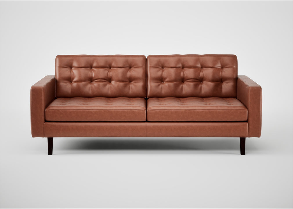 Hepburn 3 Seater Sofa Leather Stonewash Light Brown 274 / Wenge