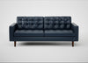 Hepburn 3 Seater Sofa Leather Stonewash Navy Blue 279 / Walnut