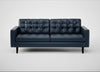 Hepburn 3 Seater Sofa Leather Stonewash Navy Blue 279 / Wenge