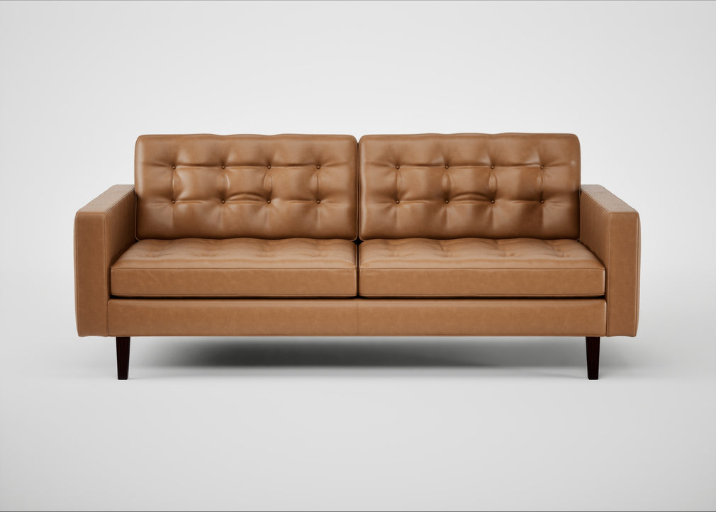 Hepburn 3 Seater Sofa Leather Stonewash Toffee 277 / Wenge