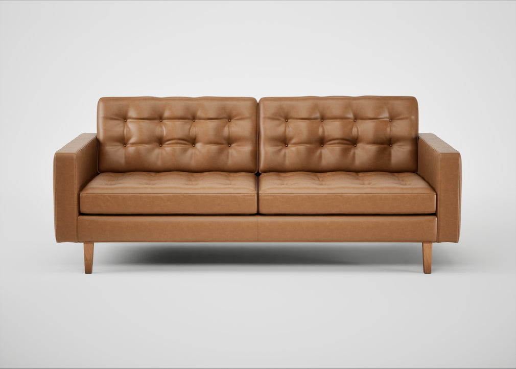 Hepburn 3 Seater Sofa Leather Stonewash Toffee 277 / Natural