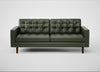 Hepburn 3 Seater Sofa Leather Stonewash Vintage Green 278 / Walnut