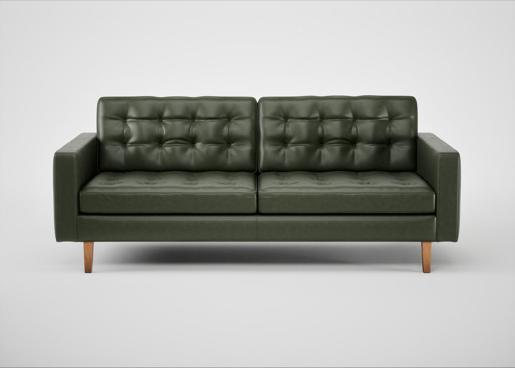 Hepburn 3 Seater Sofa Leather Stonewash Vintage Green 278 / Natural