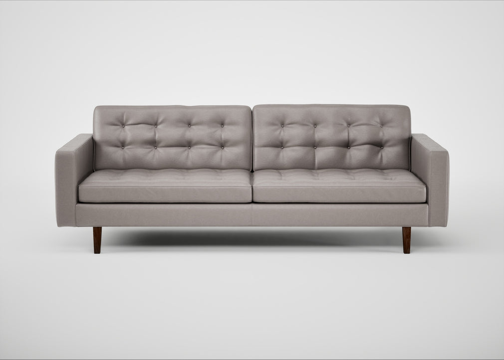 Hepburn 4 Seater Sofa Daino Leather Elephant / Walnut