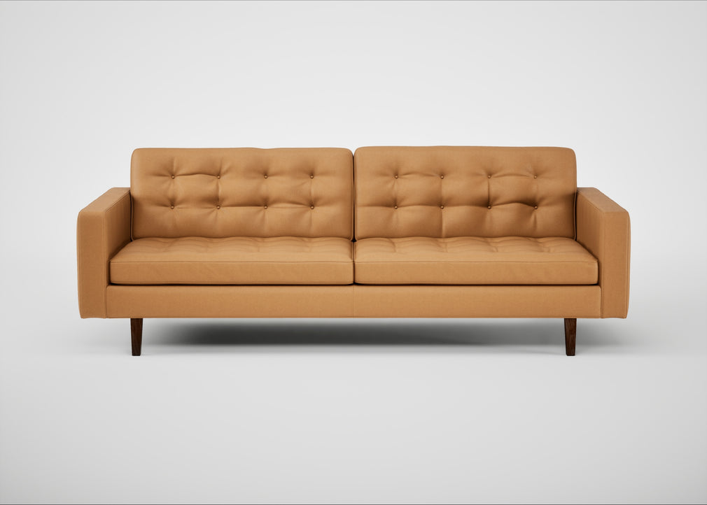 Hepburn 4 Seater Sofa Daino Leather Parchment / Walnut
