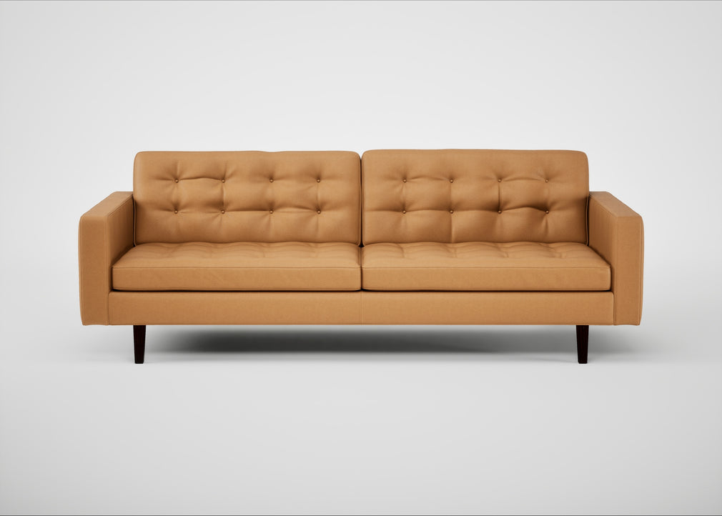 Hepburn 4 Seater Sofa Daino Leather Parchment / Wenge Black
