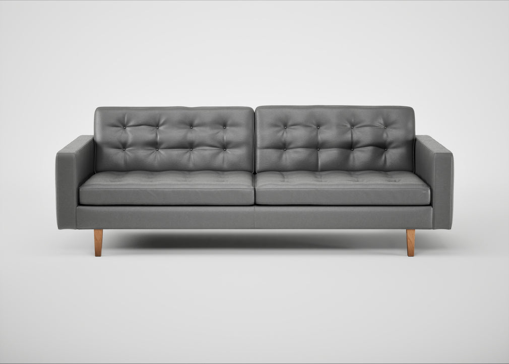 Hepburn 4 Seater Sofa Daino Leather Steel / Natural