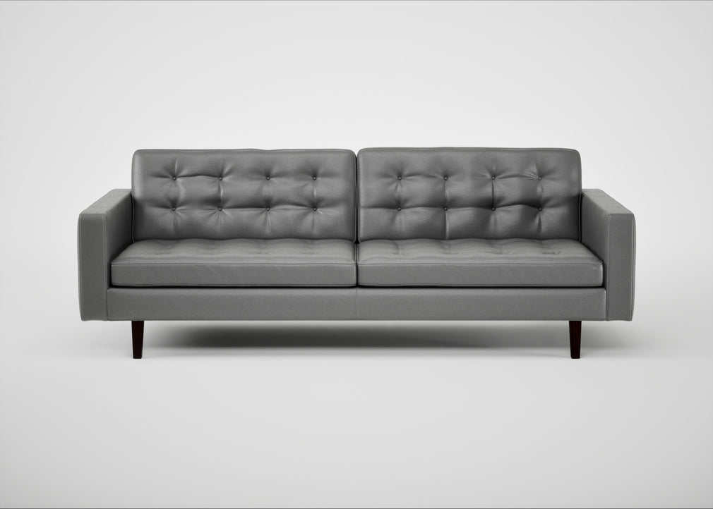 Hepburn 4 Seater Sofa Daino Leather Steel / Wenge Black