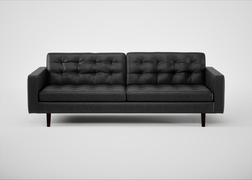 Hepburn 4 Seater Sofa Linea Leather Black 622 / Wenge Black