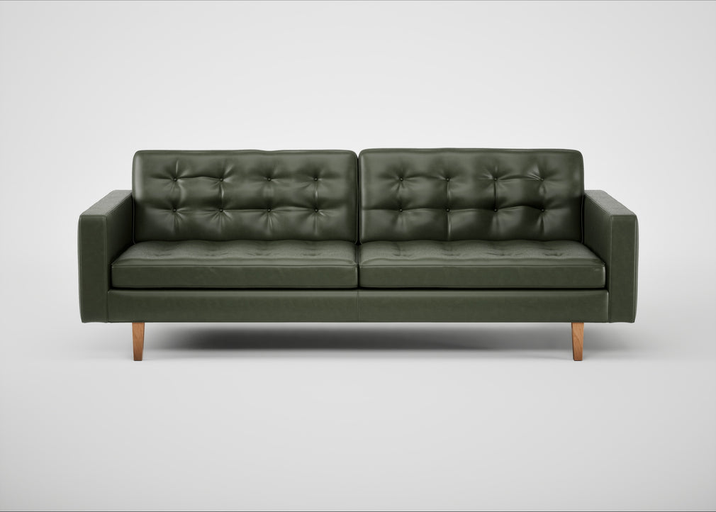 Hepburn 4 Seater Sofa Leather Stonewash Vintage Green 278 / Natural