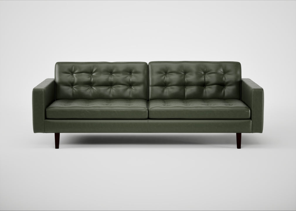 Hepburn 4 Seater Sofa Leather Stonewash Vintage Green 278 / Wenge Black