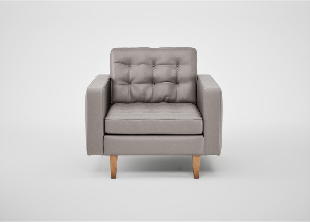 Hepburn Armchair Daino Leather Elephant / Natural