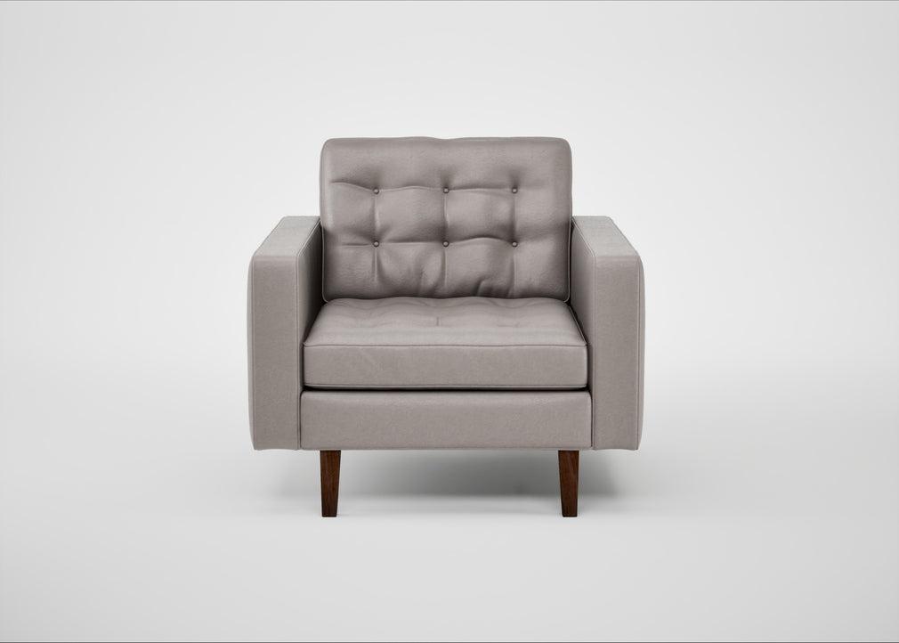 Hepburn Armchair Daino Leather Elephant / Walnut