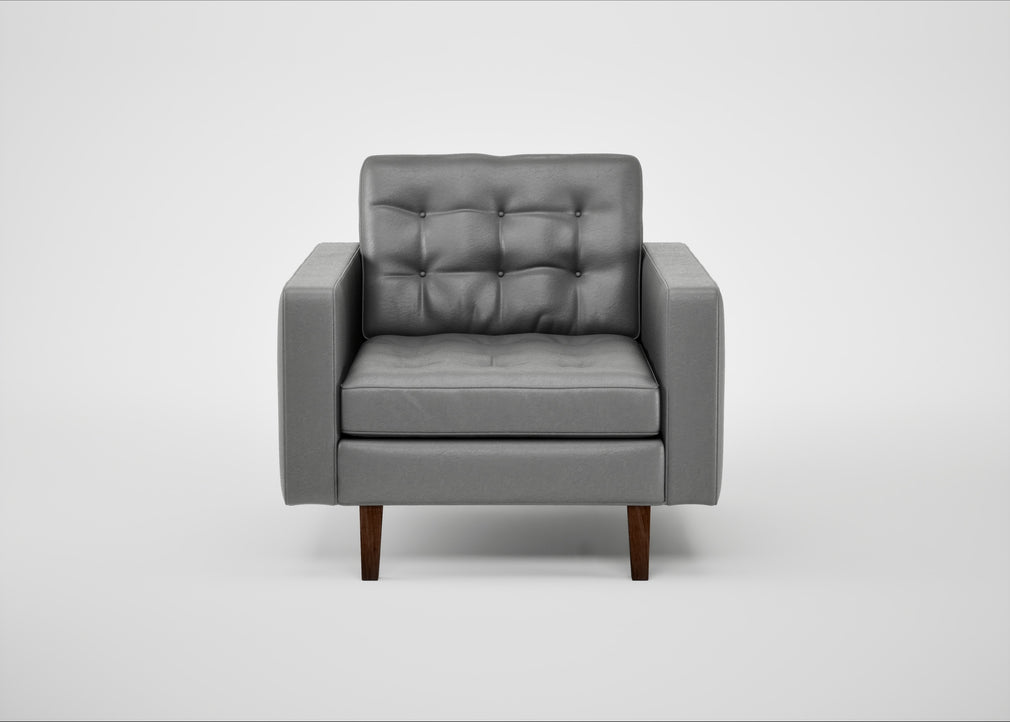 Hepburn Armchair Daino Leather Steel / Walnut