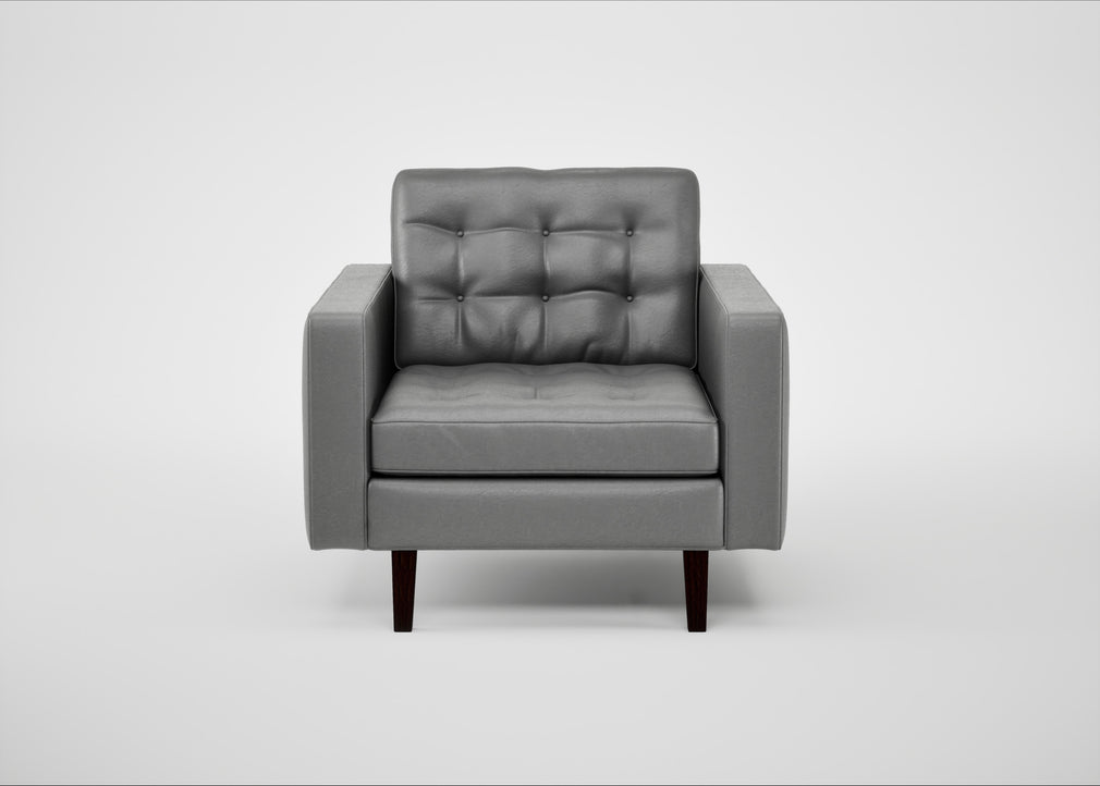Hepburn Armchair Daino Leather Steel / Wenge Black