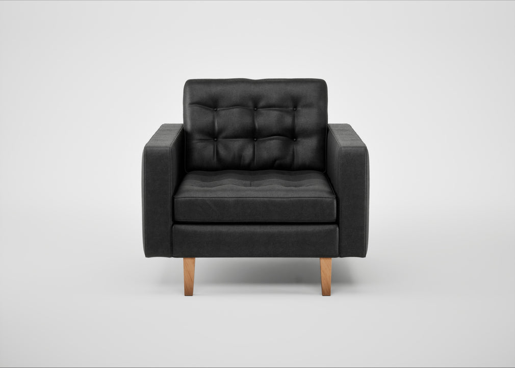 Hepburn Armchair Linea Leather Black 622 / Natural