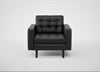 Hepburn Armchair Linea Leather Black 622 / Walnut