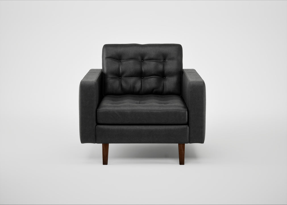 Hepburn Armchair Linea Leather Black 622 / Walnut
