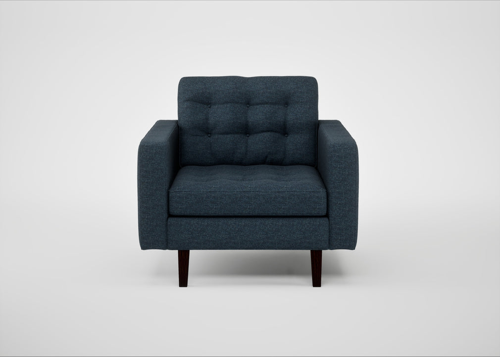 Hepburn Armchair Siena Cotton Deep Sea / Wenge Black