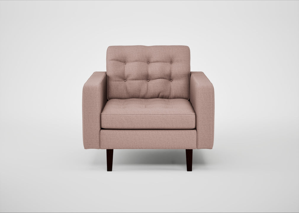 Hepburn Armchair Siena Cotton Dusky Pink / Wenge Black