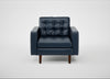 Hepburn Armchair Leather Stonewash Navy Blue 279 / Walnut