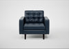 Hepburn Armchair Leather Stonewash Navy Blue 279 / Wenge Black