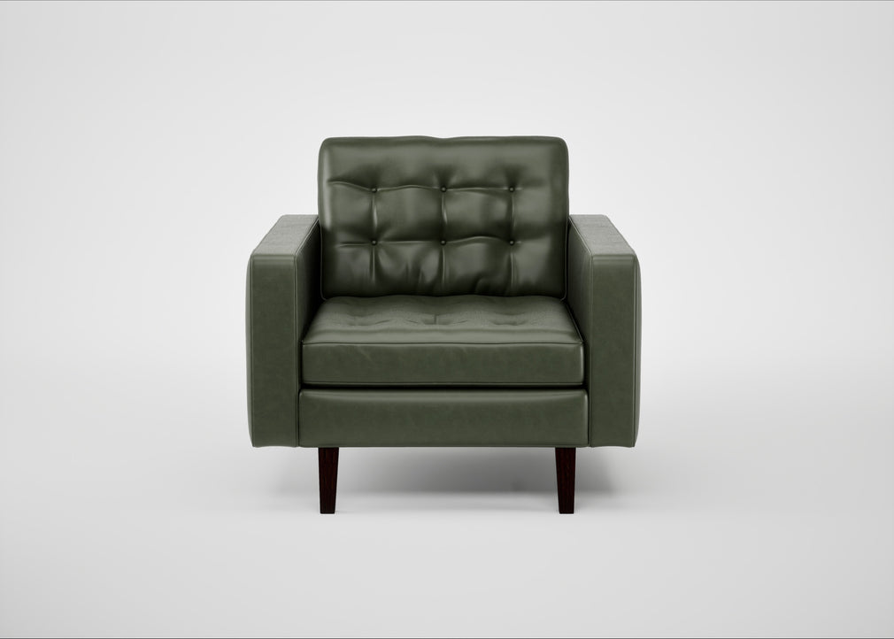 Hepburn Armchair Leather Stonewash Vintage Green 278 / Wenge Black