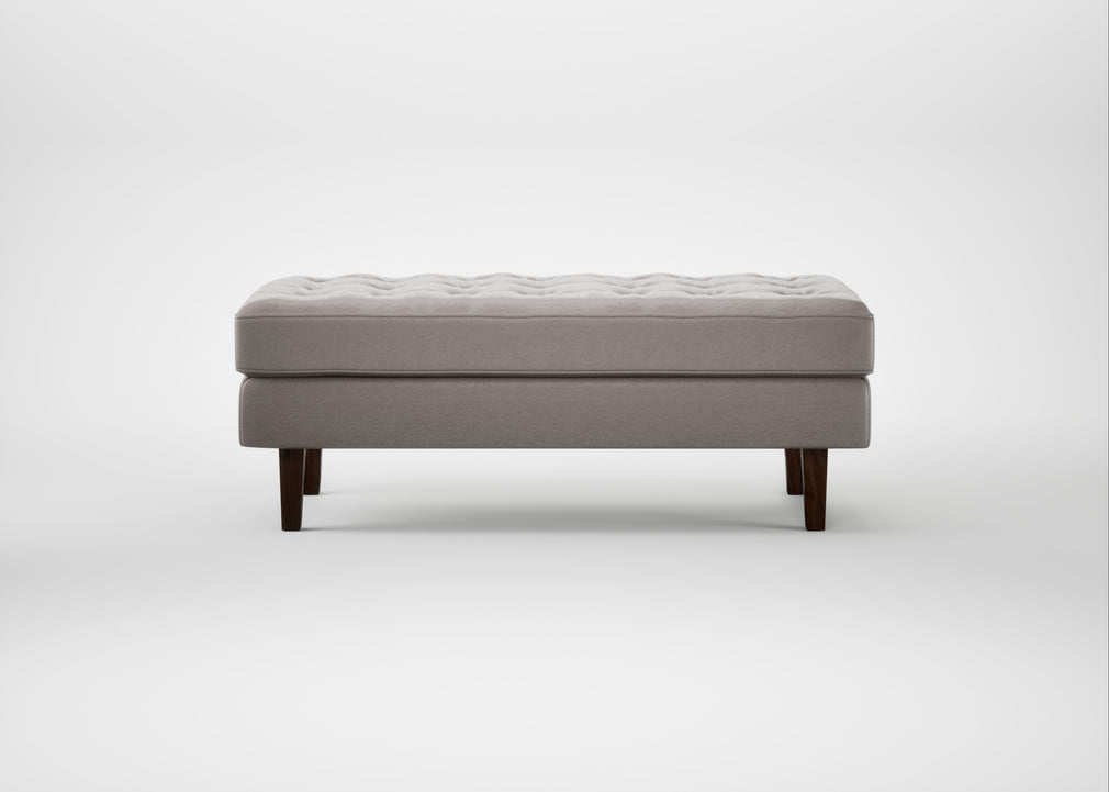 Hepburn Ottoman Daino Leather Elephant / Walnut