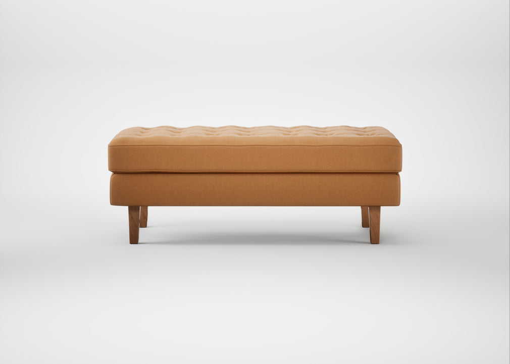 Hepburn Ottoman Daino Leather Parchment / Natural