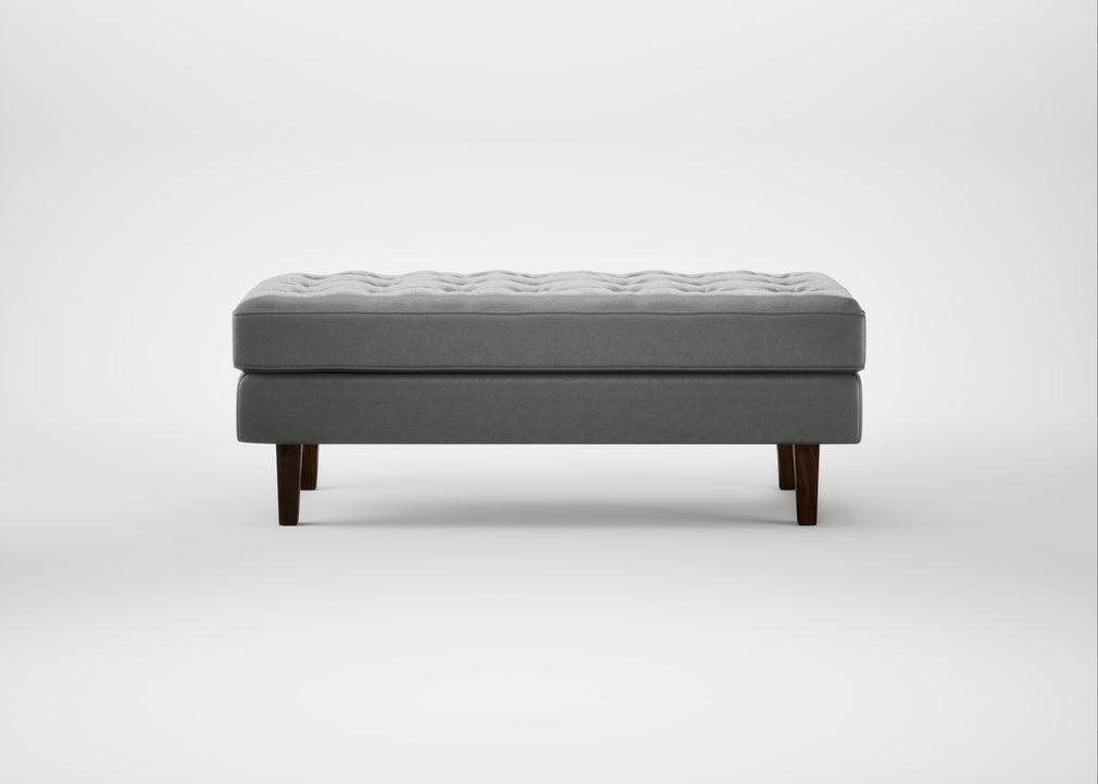 Hepburn Ottoman Daino Leather Steel / Walnut