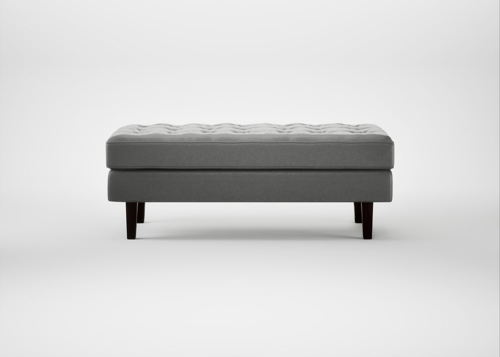 Hepburn Ottoman Daino Leather Steel / Wenge Black
