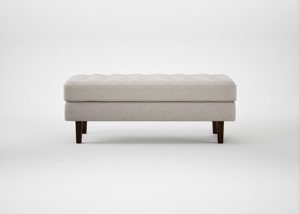 Hepburn Ottoman Linea Leather White 634 / Walnut