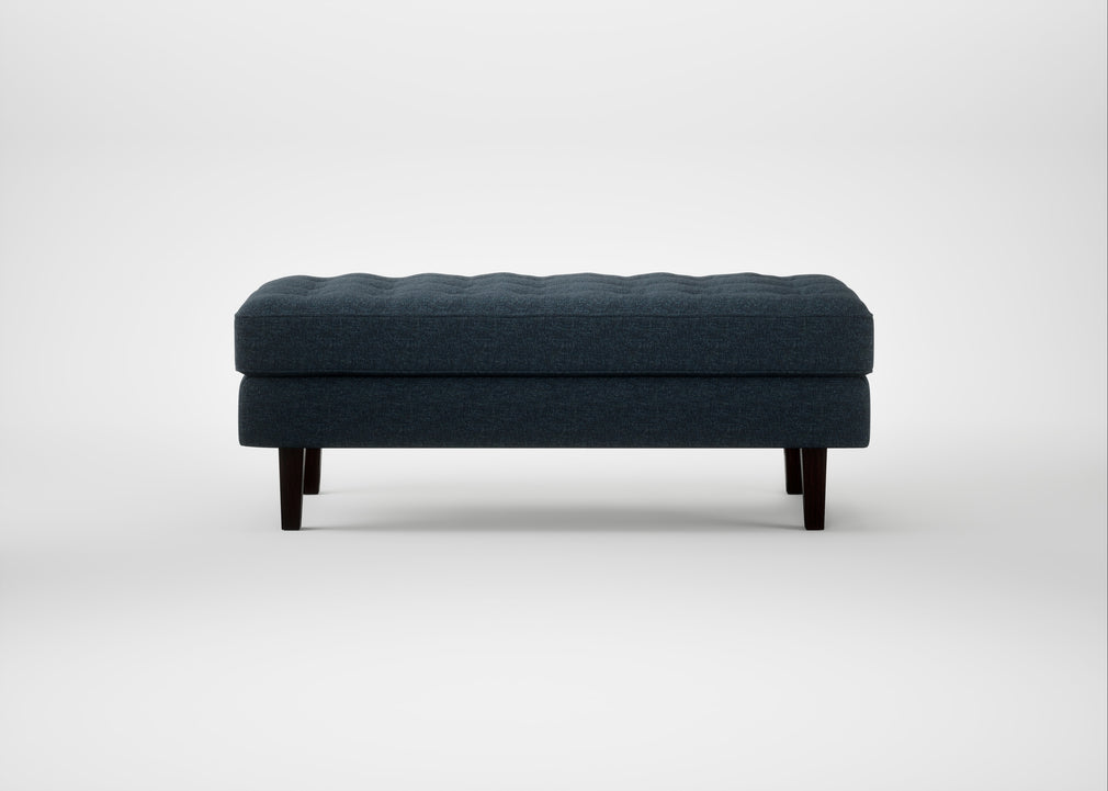 Hepburn Ottoman Siena Cotton Deep Sea / Wenge Black