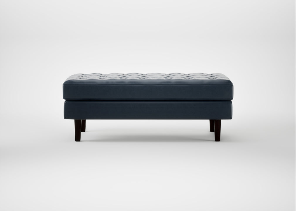 Hepburn Ottoman Leather Stonewash Navy Blue 279 / Wenge Black