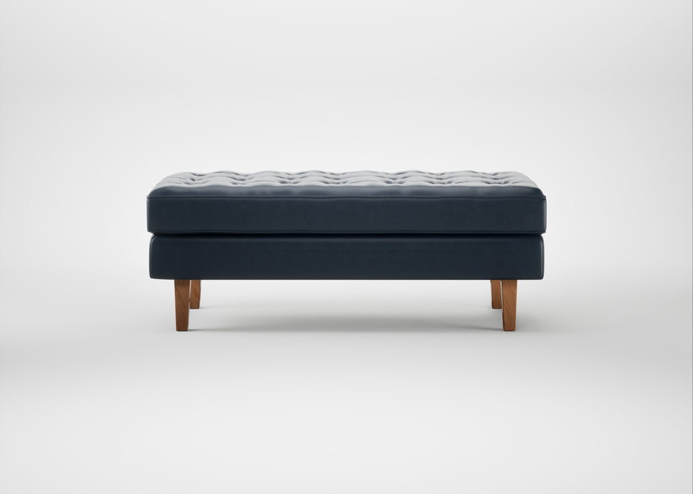 Hepburn Ottoman Leather Stonewash Navy Blue 279 / Natural