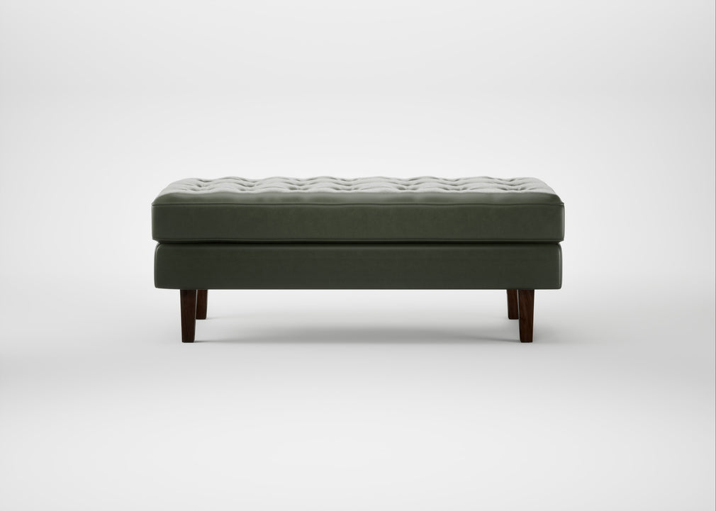 Hepburn Ottoman Leather Stonewash Vintage Green 278 / Walnut