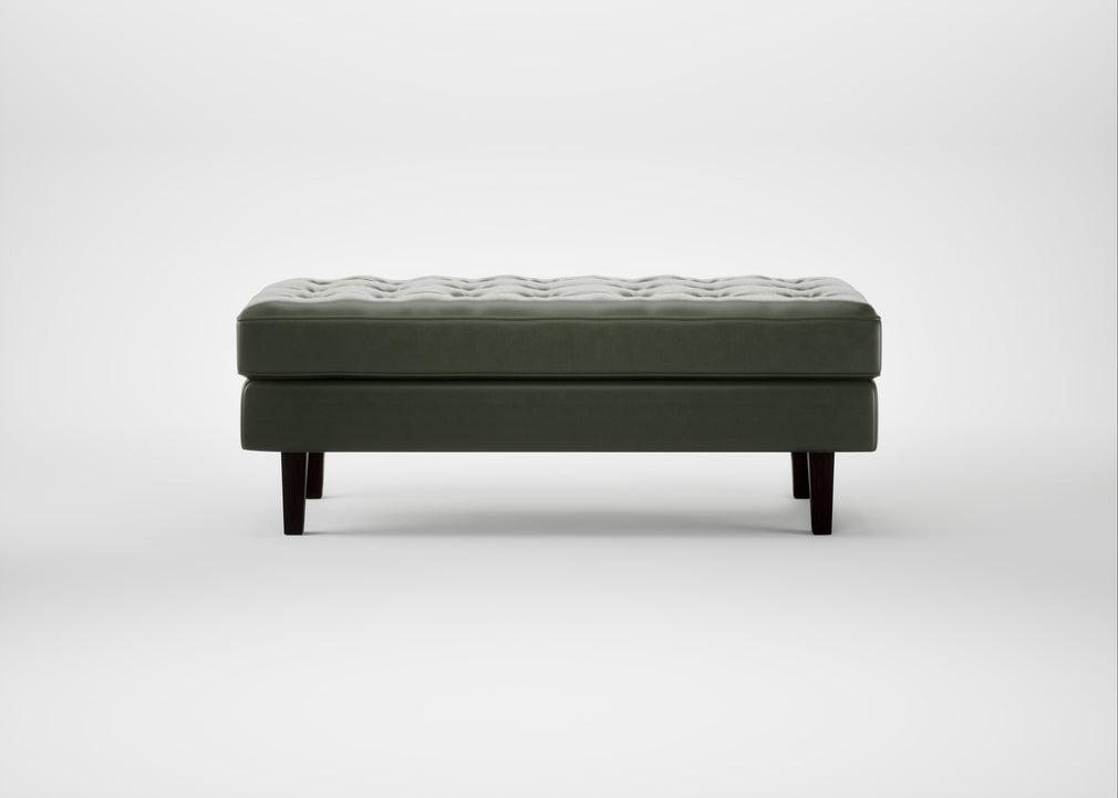 Hepburn Ottoman Leather Stonewash Vintage Green 278 / Wenge Black