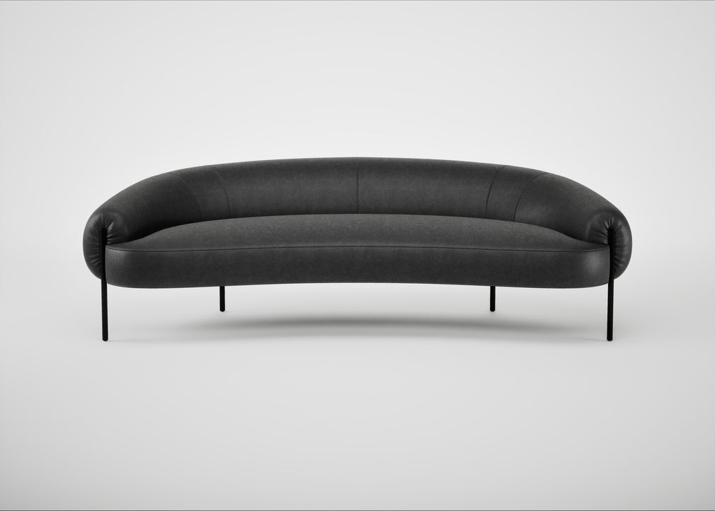 Isola 3 Seater Sofa Linea Leather Black 622 / Black