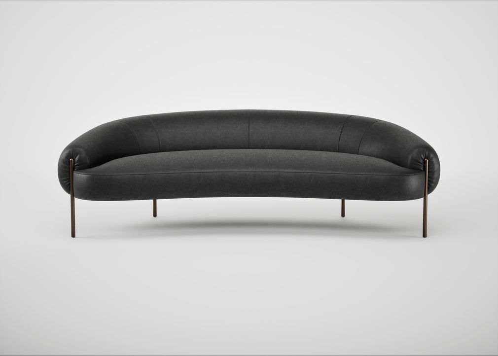 Isola 3 Seater Sofa Linea Leather Black 622 / Bronze