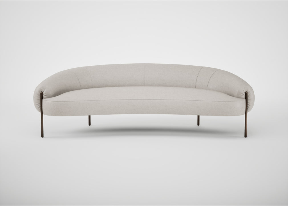 Isola 3 Seater Sofa Linea Leather White 634 / Bronze
