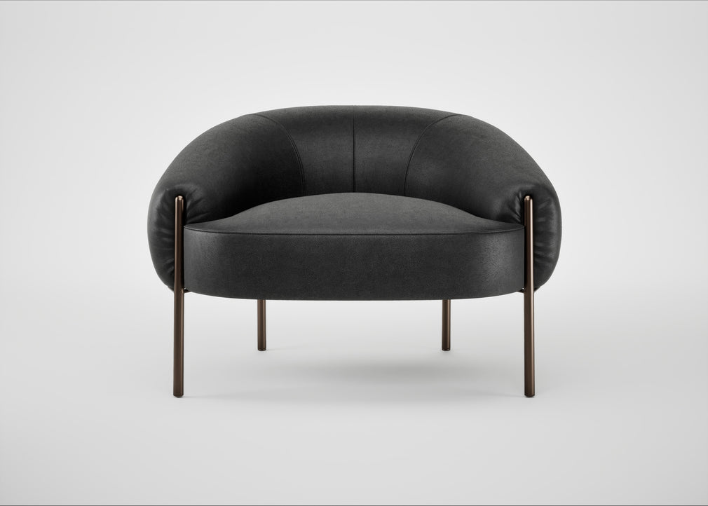 Isola Armchair Linea Leather Black 622 / Bronze