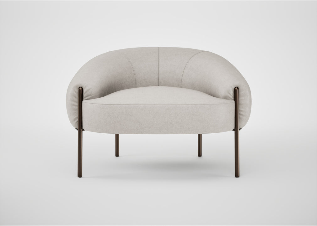 Isola Armchair Linea Leather White 634 / Bronze