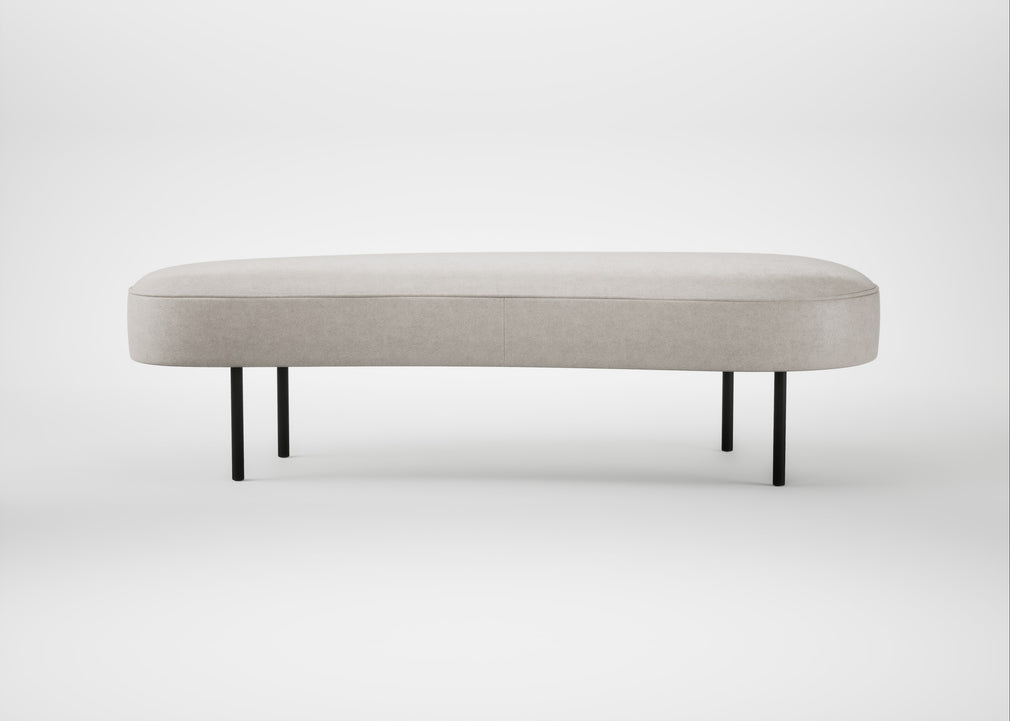 Isola Large Ottoman Linea Leather White 634 / Black