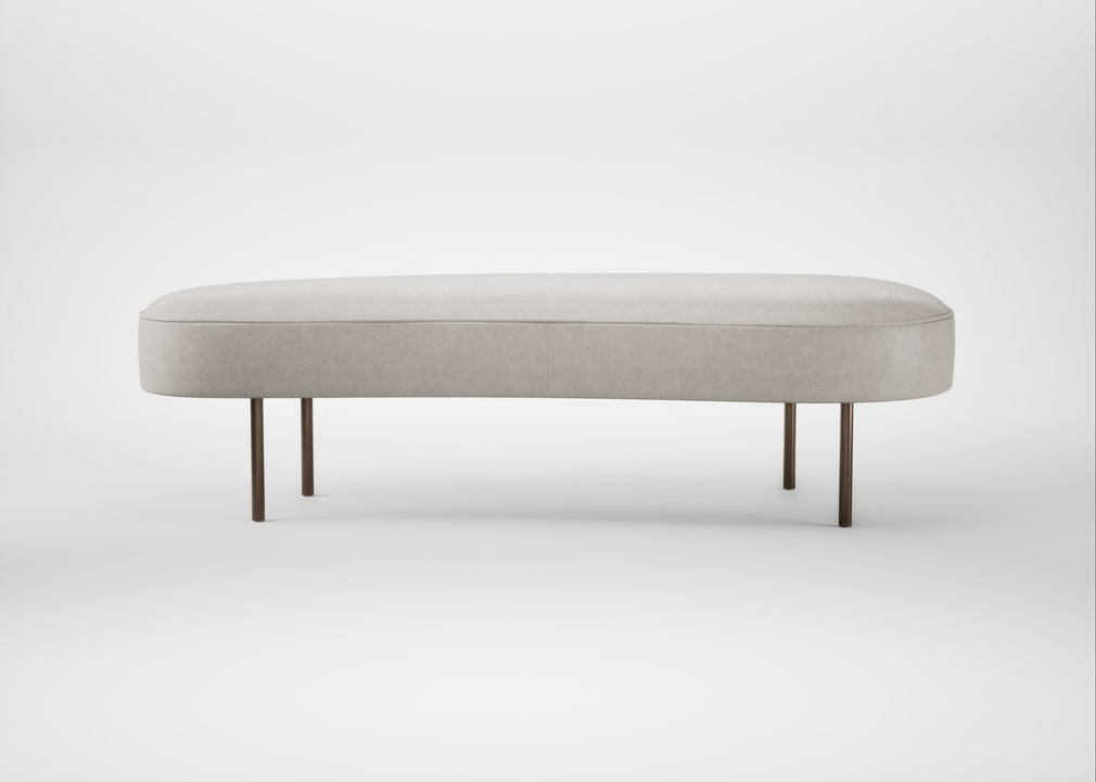 Isola Large Ottoman Linea Leather White 634 / Bronze