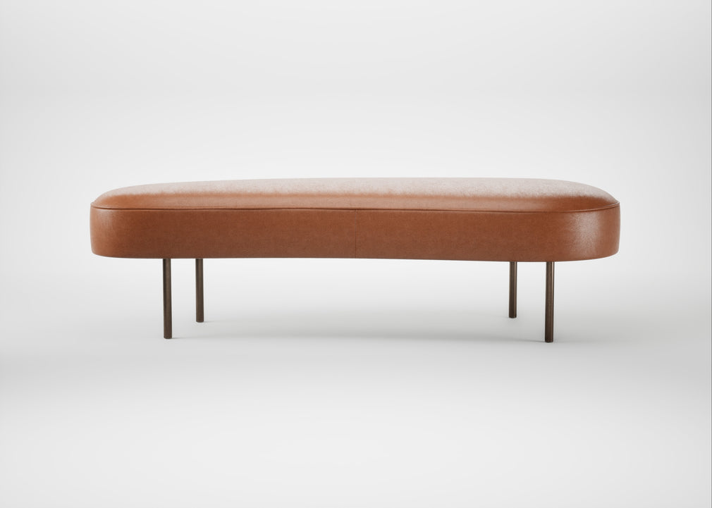 Isola Large Ottoman Linea Leather Brown 680 / Bronze