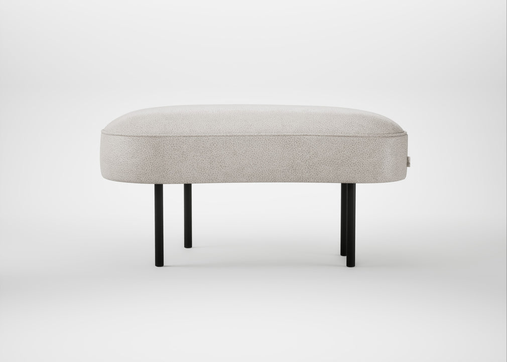 Isola Small Ottoman Linea Leather White 634 / Black