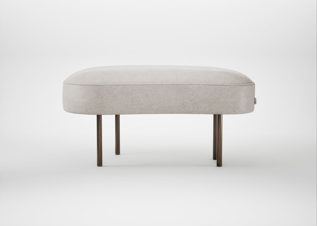 Isola Small Ottoman Linea Leather White 634 / Bronze