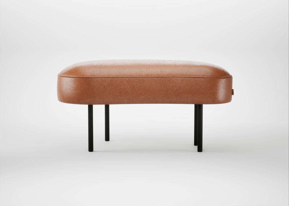 Isola Small Ottoman Linea Leather Brown 680 / Black